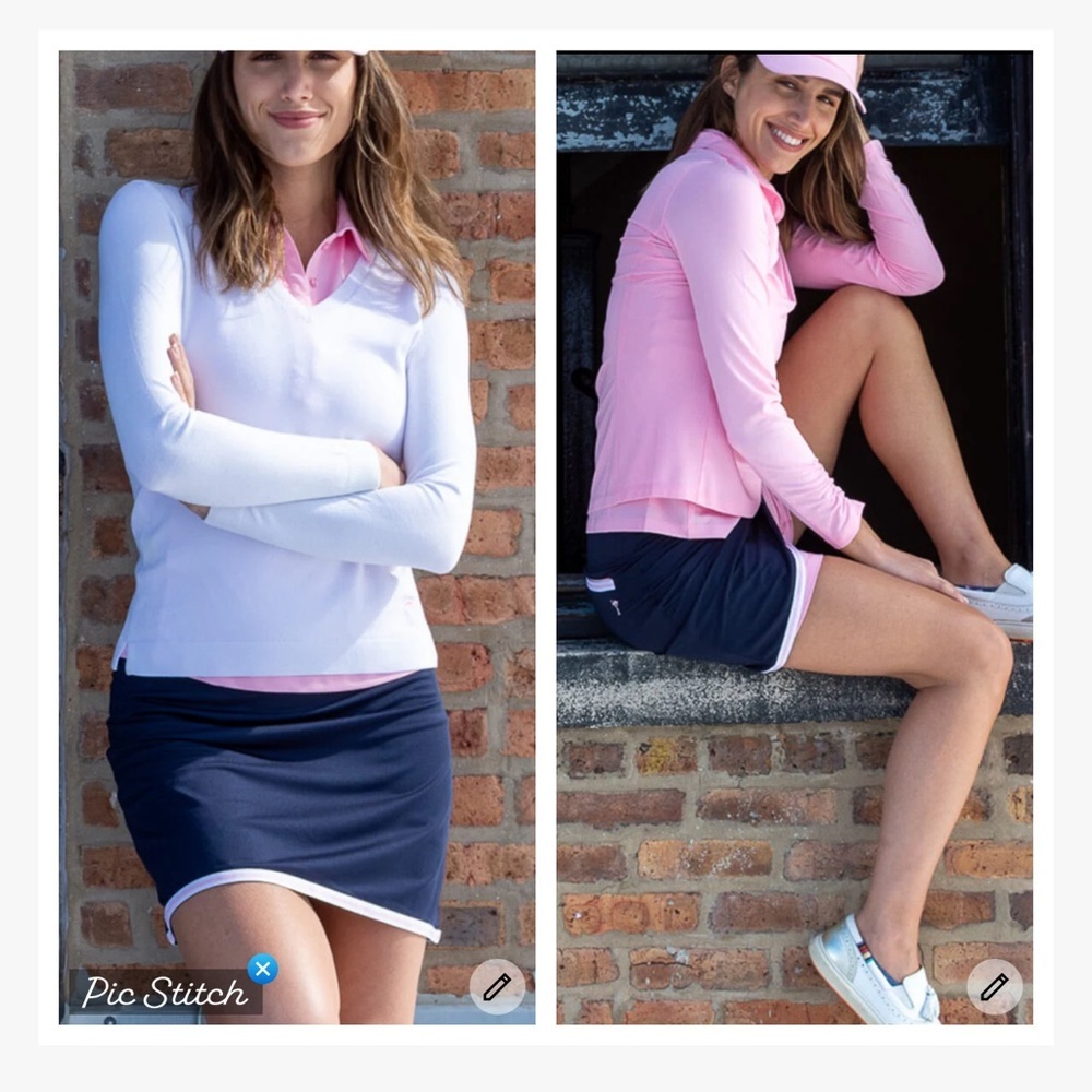 Golftini Pull On Skort Navy Pink